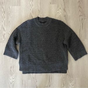 All Saints Eden Open Knit Sweater Marled Charcoal Gray